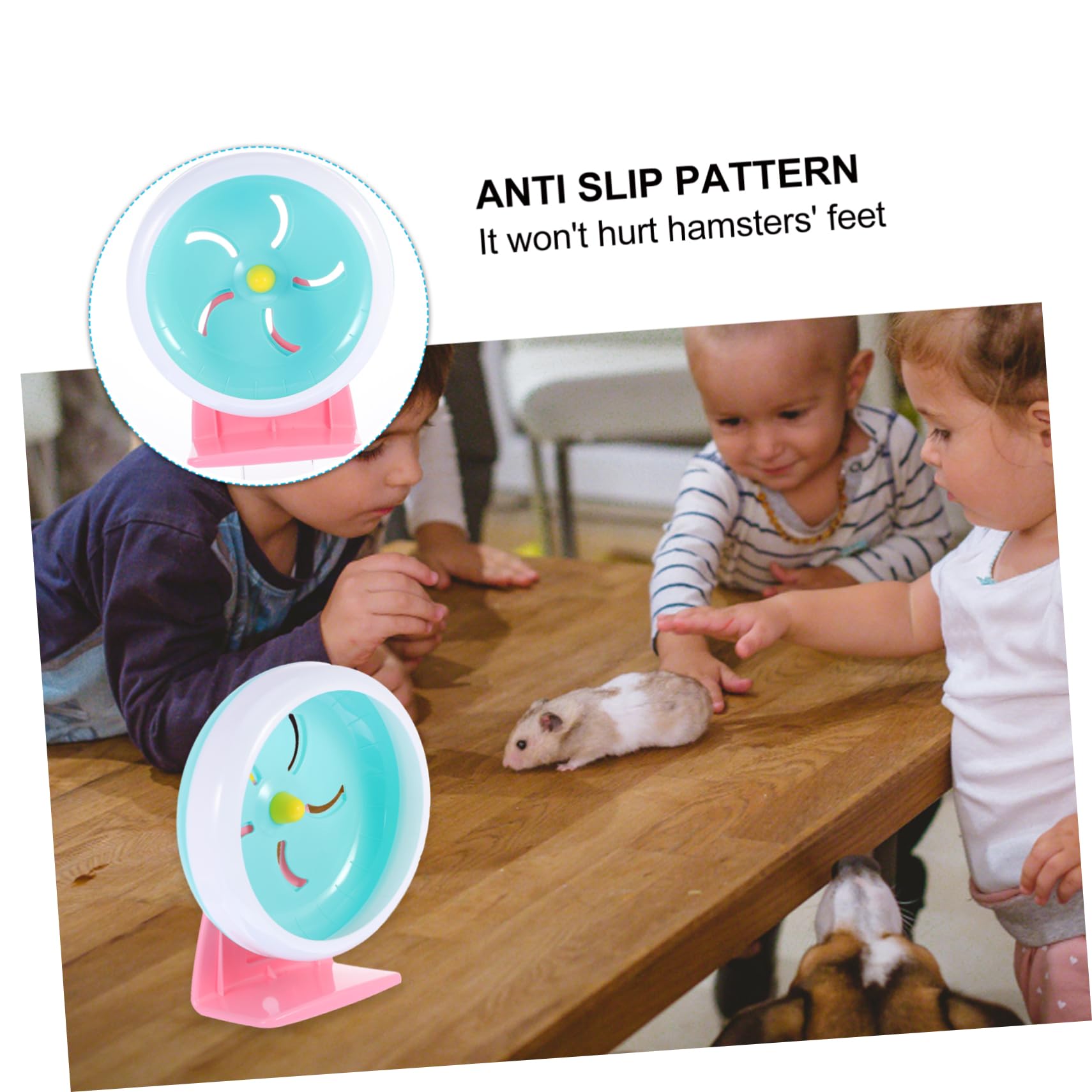 Rueda de Hámster Azul de 18cm en PP para Ejercicio | Segura y Ecológica, Diseño Silencioso, Accesorio para Mascotas Pequeñas Color Aleatorio
