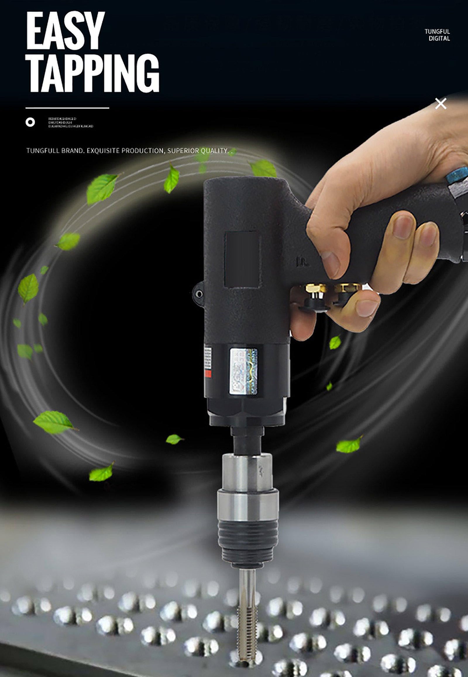 M3-M12 Macchina per Maschiatura Pneumatica, Utensile per Maschiatura con Trapano Pneumatico Portatile, 5-7 Mpa, 850 Giri/Min, con 6 Mandrini, per Maschiatura di Acciaio, Ferro, Rame