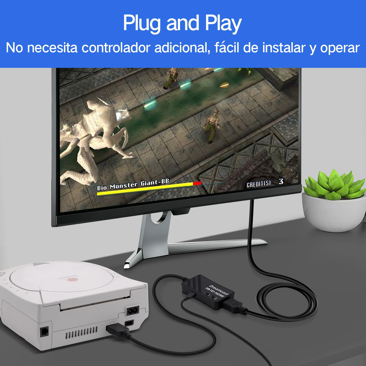 Mcbazel Convertidor Sega Dreamcast a HDMI HDTV, Accesorios de Videojuegos, Adaptador y Cable HDMI para Consola Sega Dreamcast