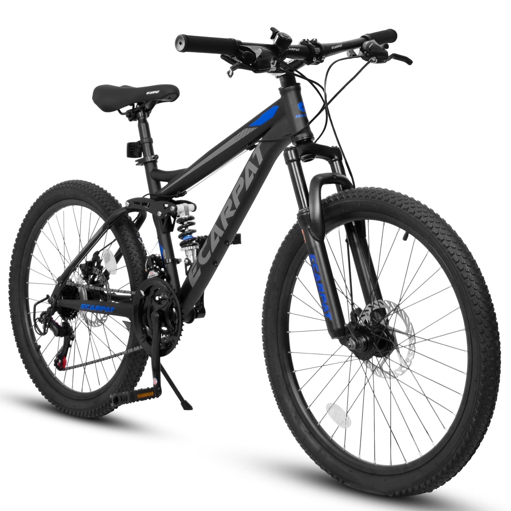 Dancongtea 27.5 Inch Full Suspension Mountain Bike, Front & Rear Shock Absorbers, Mechanical Disc Brakes, 21-Speed Steel Frame, for Men & Women,