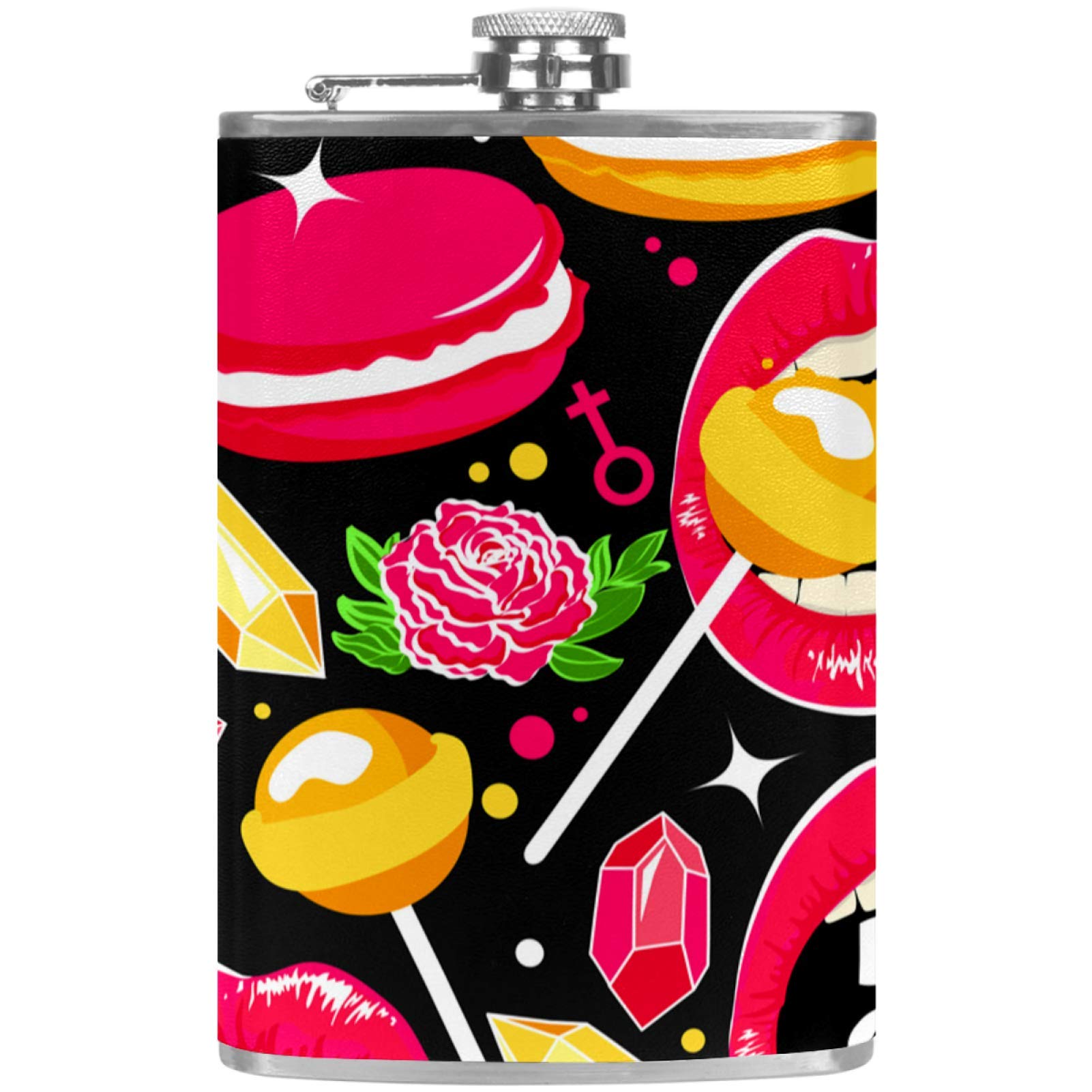 Flasque à whisky cadeau original lèvre rose macaron avec entonnoir