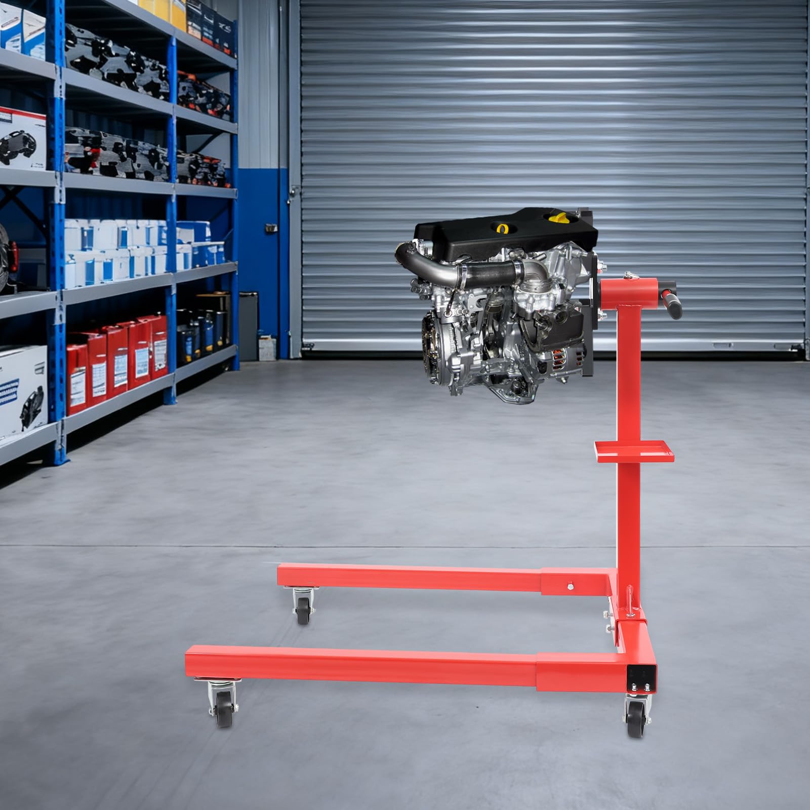 Cavalletto per motore mobile fino a 567 kg, per officina e garage | Bracci regolabili a 360°, in acciaio al carbonio, supporto per motore a forma di H, per motori piccoli e medi