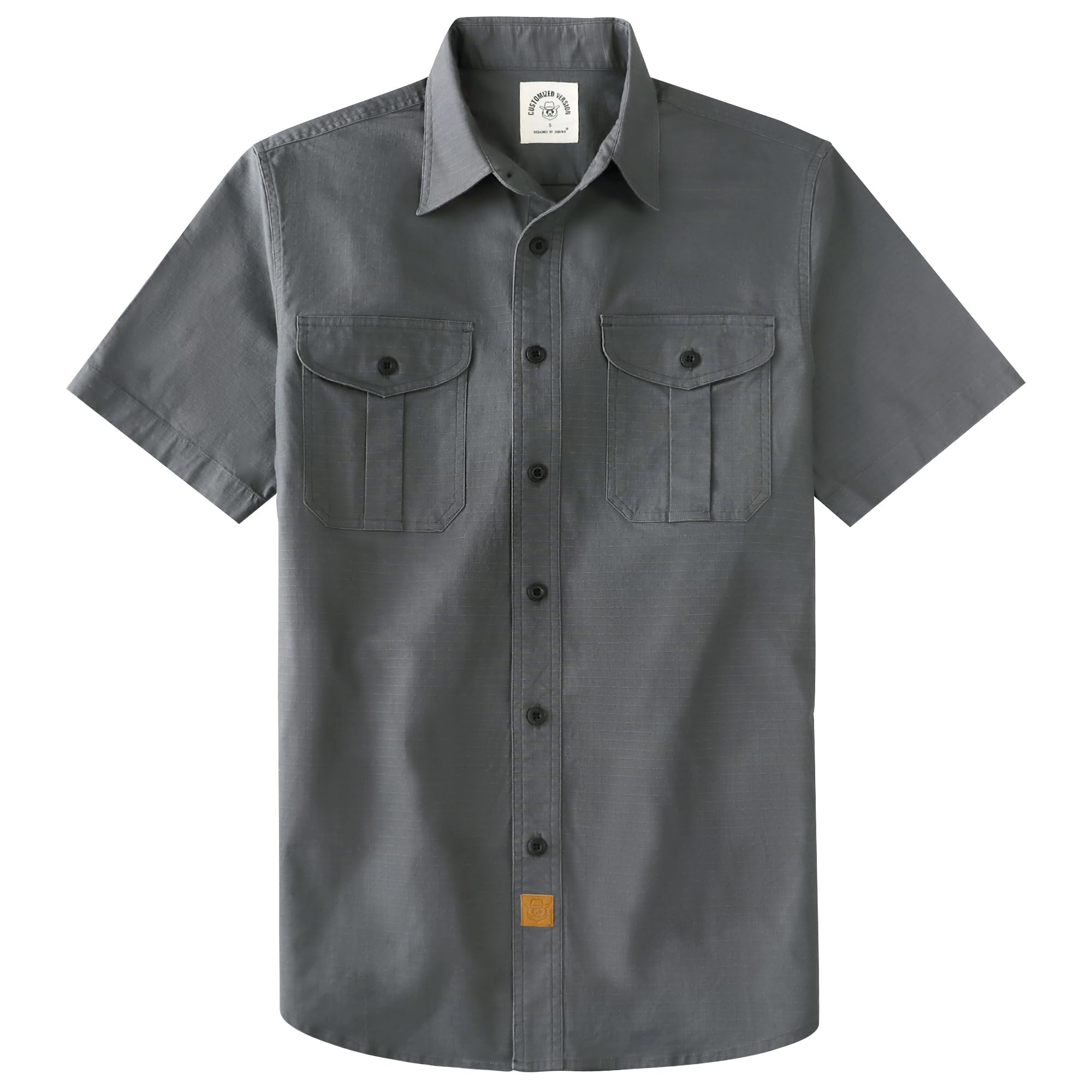 Dubinik® Camisas Hombre Manga Corta Elasticidad Regular Fit Trabajo Casual 2 Bolsillos Botón Algodón
