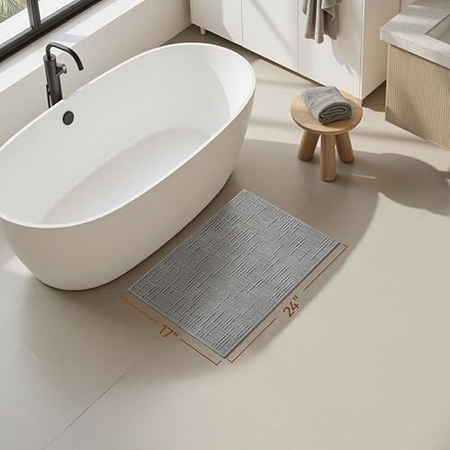 Miniatura 6 de AMOAMI Bath Mat Non Slip Super Absorbent Quick Dry Bath Mats for Bathroom Floor Rubber Backing Washable Bathroom Rugs Modern Woven Jacquard Mat
