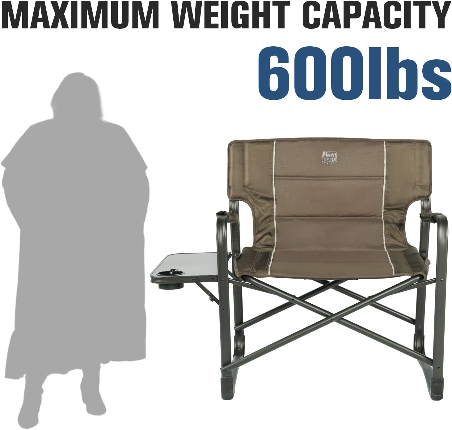 TIMBER RIDGE Oversized Directors Chairs with Side Table, Heavy Duty Folding Camping Chair up to 600 Lbs Weight Capacity (Brown) : Home & Kitchen