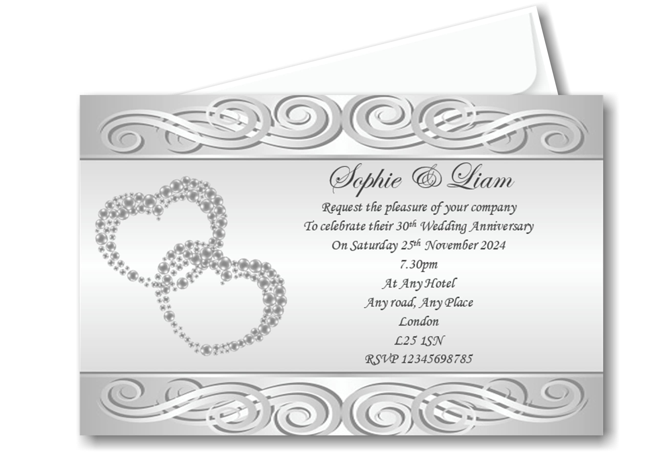 Bespoke Candy Delights Beautiful Personalised 30th - Pearl Wedding Anniversary Invites - Invitations With Envelopes REF A10 (70)