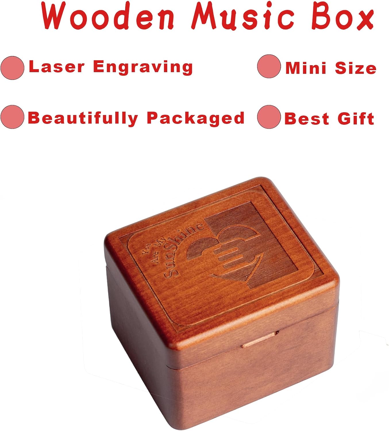 Hand Crank Solid Wood Music Box,Antique Engraved Musical Boxes Case Christmas Birthday Valentine's Day Mothers Gifts for Lover, Boyfriend, Girlfriend, Husband, Wife（Heart）
