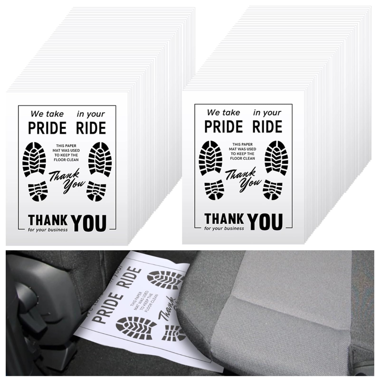 RUENXG Car Paper Floor Mats White 50Pcs Disposable Floor Cars Detailing Portable Vehicle Foot