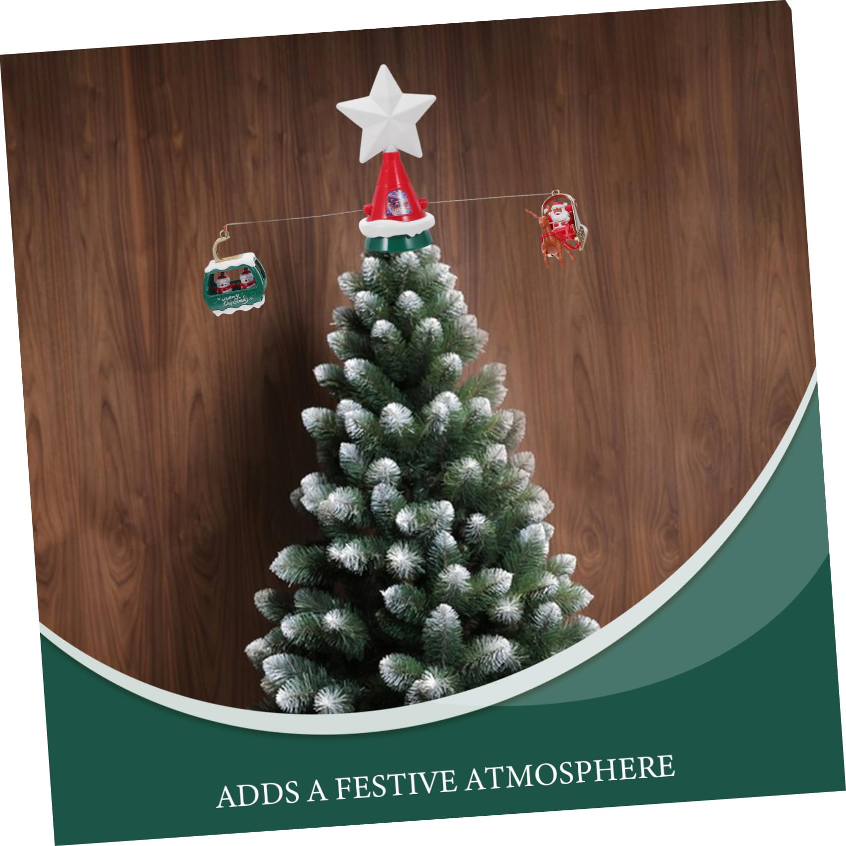 ULTECHNOVO Estrella para Árbol de Navidad Giratoria y Luminosa con Música Adorno con Papá Noel y Muñecos de Iluminación LED para Decoración Interior y Exterior Festiva