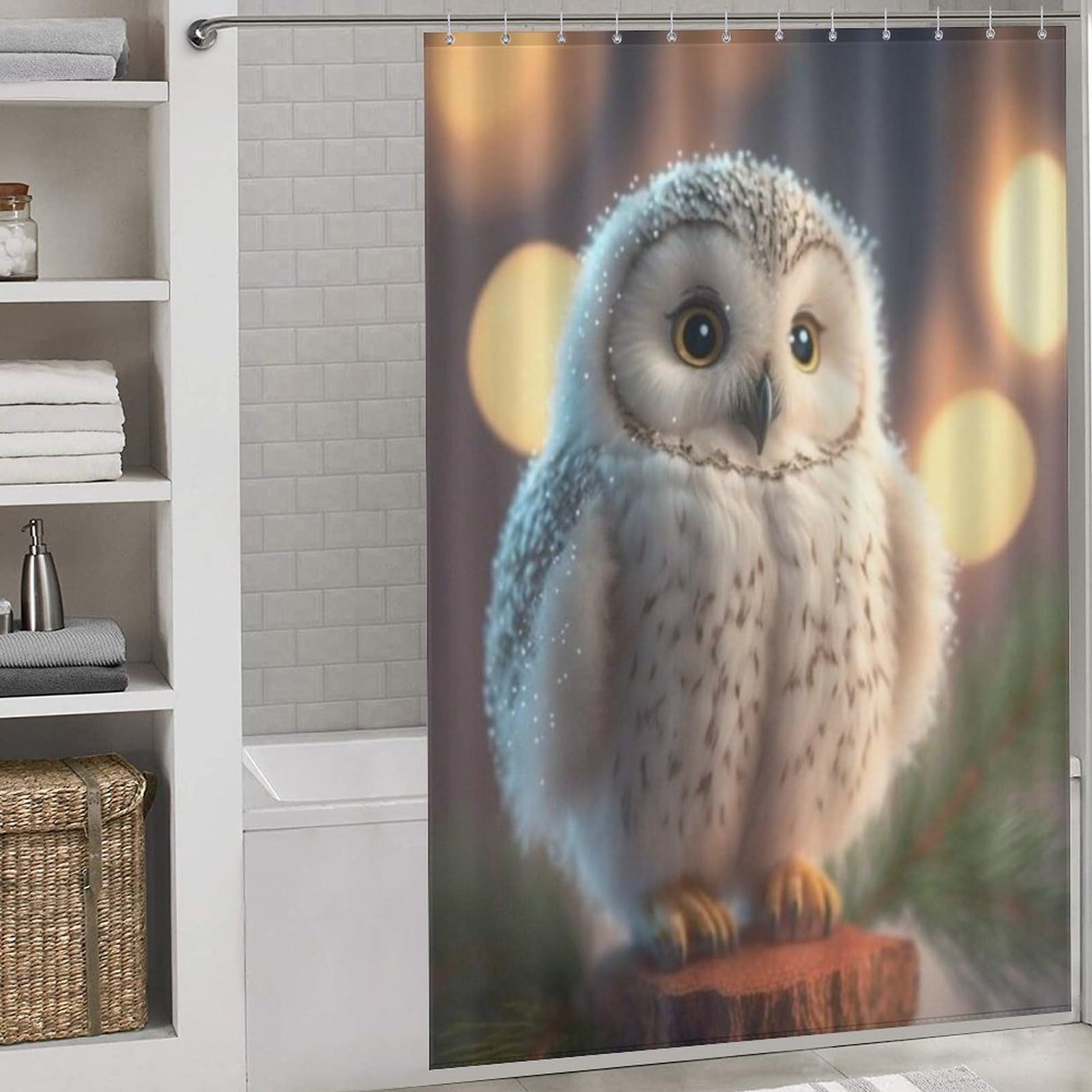 Rideau de douche hibou anti éclaboussures pour sol de salle de bain sec