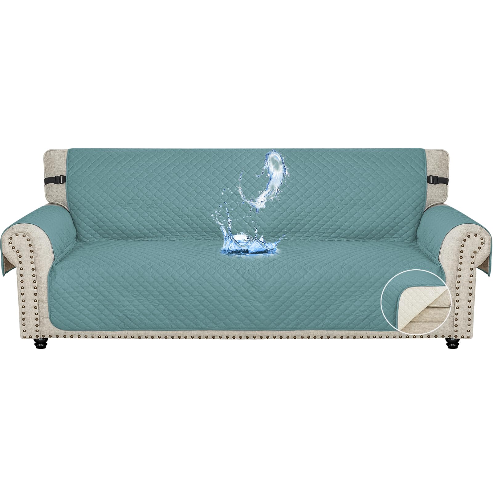 Ystyle Funda Cubre Sofa 4 Plazas - Impermeable Fundas Sofa Verano, Protector Sofa para Gatos Arañazo y Perros Mascotas, Fundas para Sofa Antideslizante Antimanchas Lavable, Azul Claro Global Recycled Standard Global Recycled Standard Global Recycled Standard