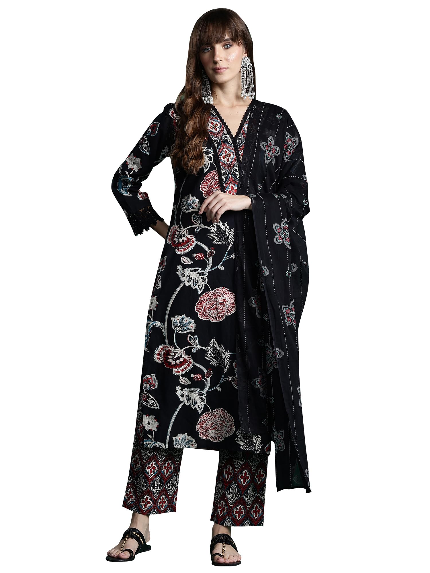 Women Pure Cotton Kurta Set with Dupatta | Festive Suit Set, 6738-image-44