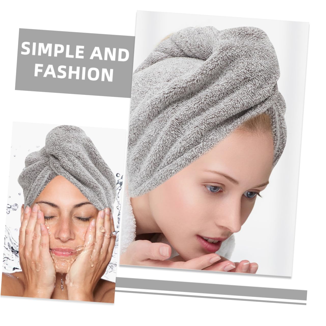 MAGICLULU 4 Sätze Trockene Haarkappe Handtuch Zum Trocknen Der Haare Trockenes Haarkappentuch Handtuchwickel Zum Trocknen Der Haare Duschhaube Groß Haarturban Grey Korallenvlies 2 Stück * 4