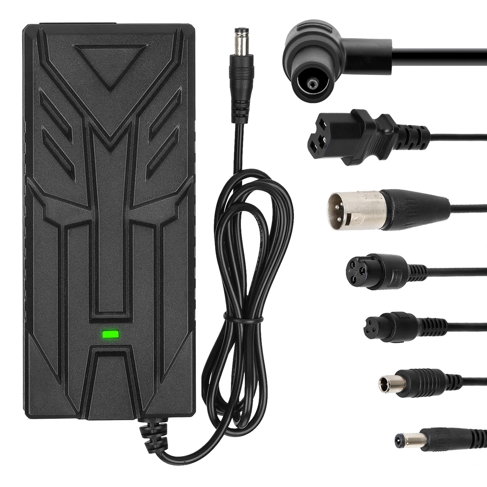 54,6V 2A Cargador Patinete Electrico para Xiaomi 4 Ultra/4 Pro 2nd Gen/5, 5 Pro,48V Cargador Universal de baterías Litio con 7 Conectores,Carga rápida para Hoverboard, Scooter eléctrico