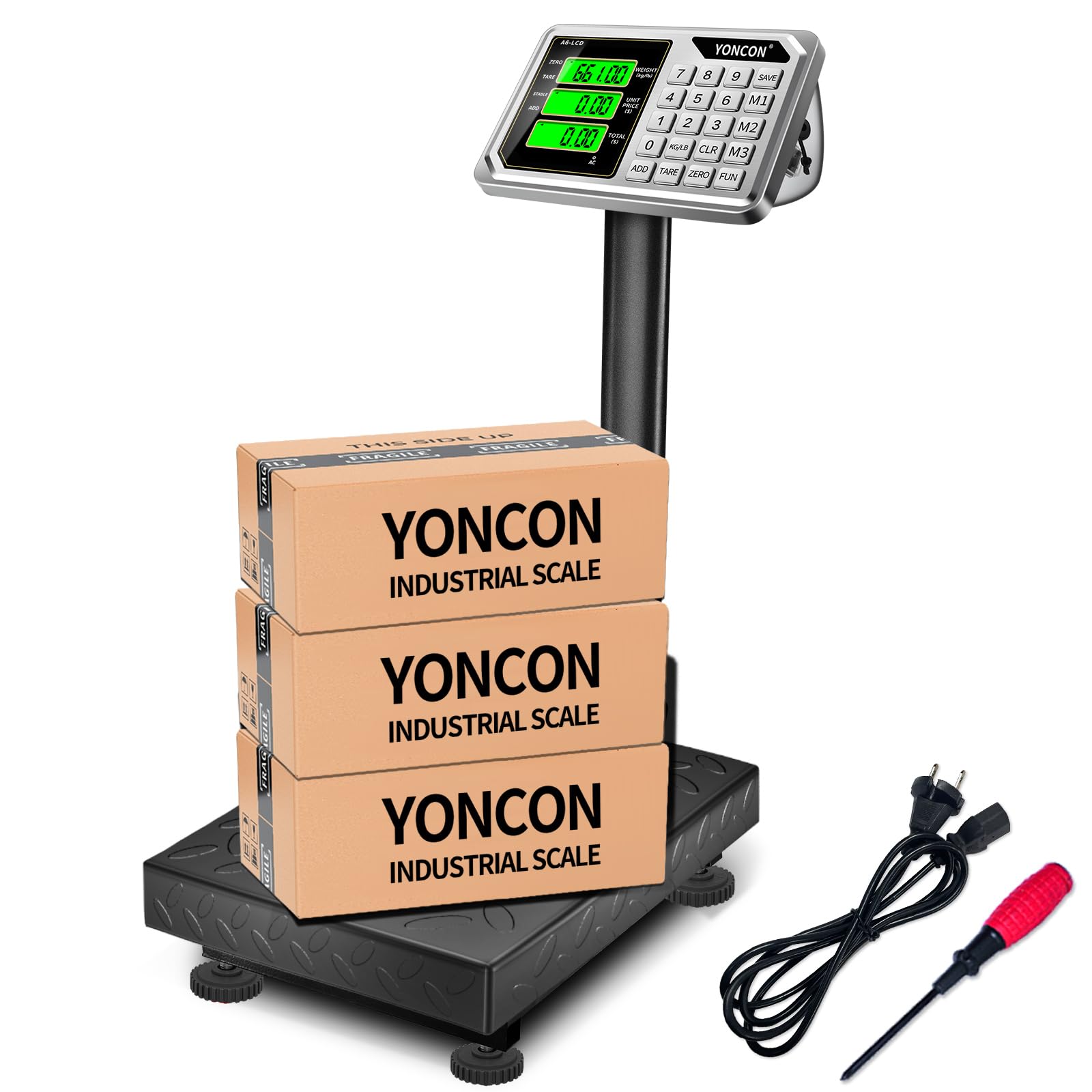 Báscula digital de plataforma industrial para paquetes, báscula de envío de peso de 660 libras, báscula comercial de alta precisión de 0.04 libras para equipaje, envío, báscula postal A6-300 con