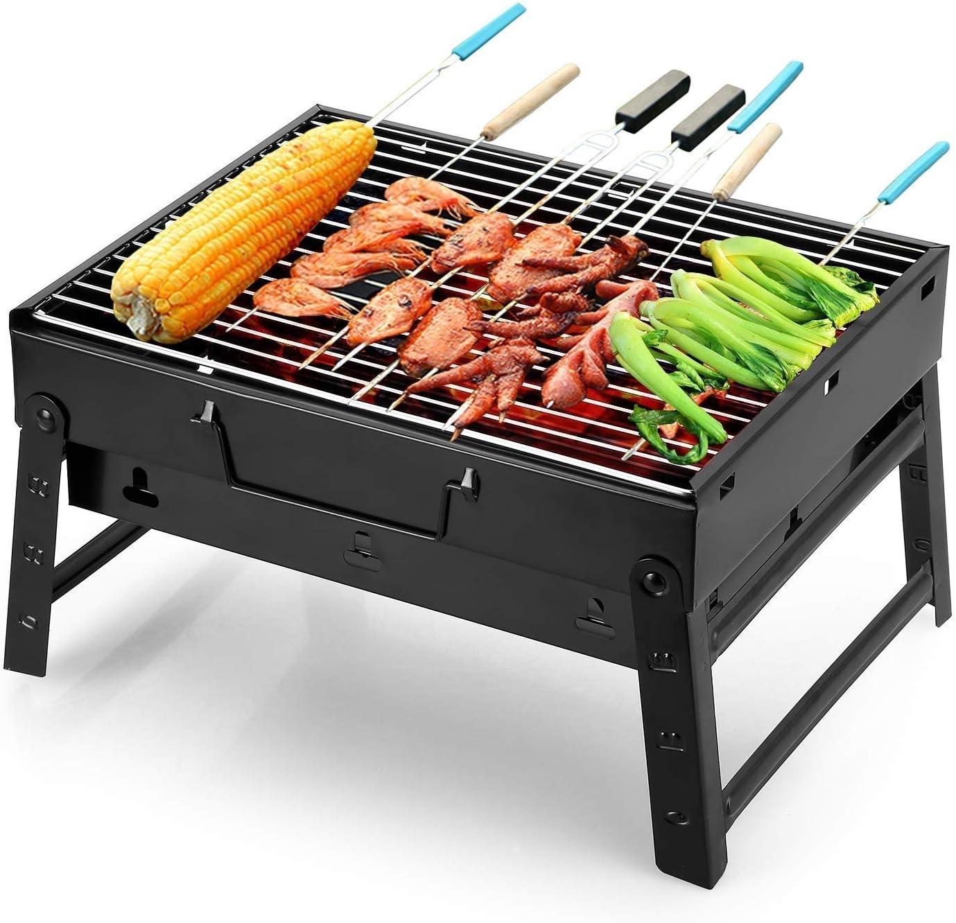 Harvic Style Folding & Portable Barbeque Grill Toaster Charcoal Bbq Grill Carbon Steel Home Indoor And Outdoor Garden Traveling Cooking Use 38 X 27 X 20 Cm Brief Case Bbq Grill, Free Standing
