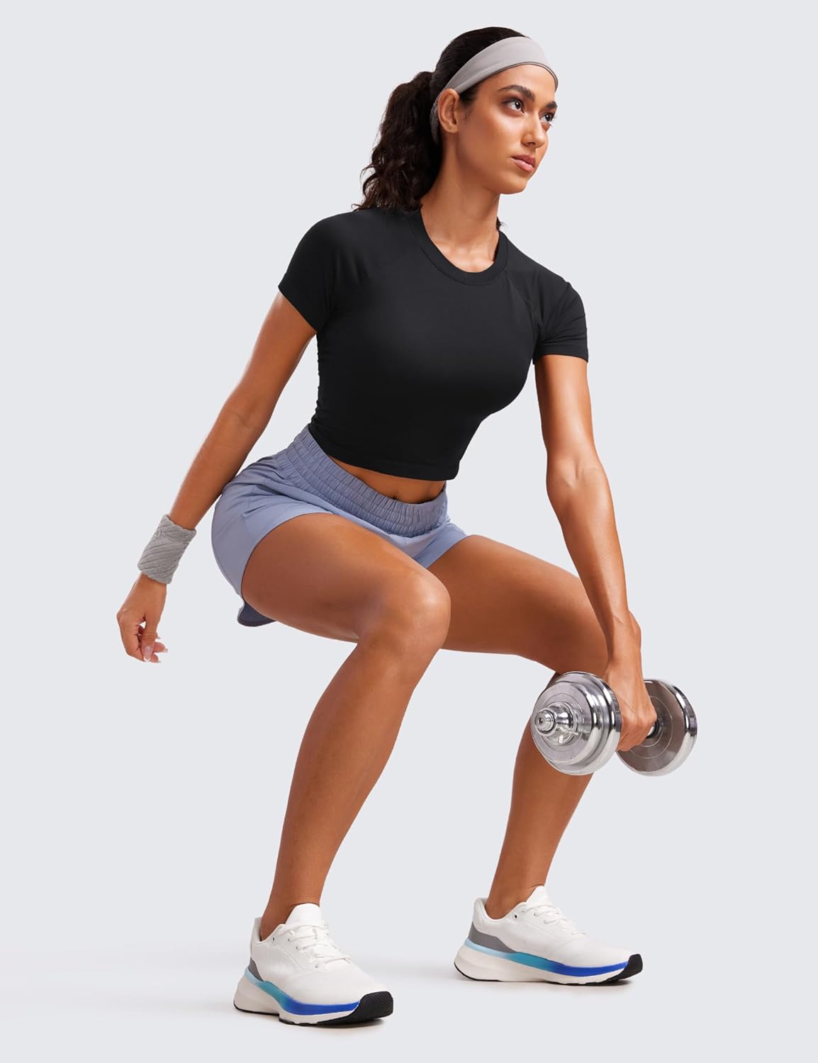 CRZ YOGA Seamless Crop Workout Tops for Women - Athletic Running Gym Yoga Short Sleeve Shirts Basic - Image 3