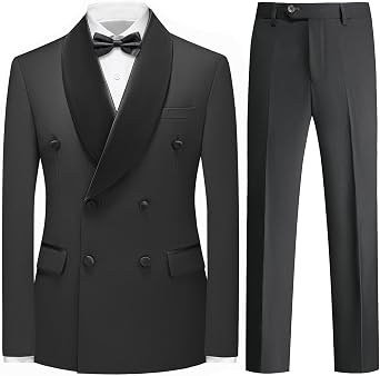 Mens Double Breasted Tuxedo Suit 2 Piece Regular Fit Prom Set