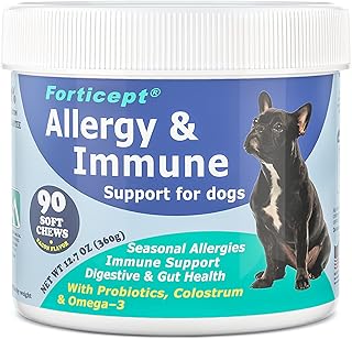 Dog Allergy & Immune Support Chews - Dog Probiotics & Digestive Enzymes, Colostrum, and Omega 3 for Dogs Helps with Hot Spot and Itch Relief