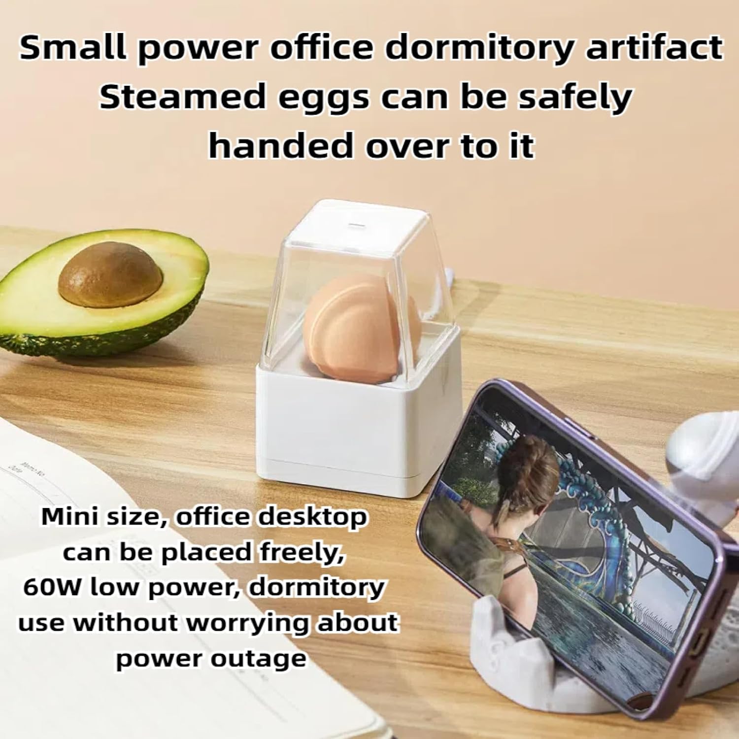 Mini Egg Boiler, Home Office Breakfast, Automatic Power Off To Prevent Dry Burn, Single Egg Steamer with Automatic Shutdown Function