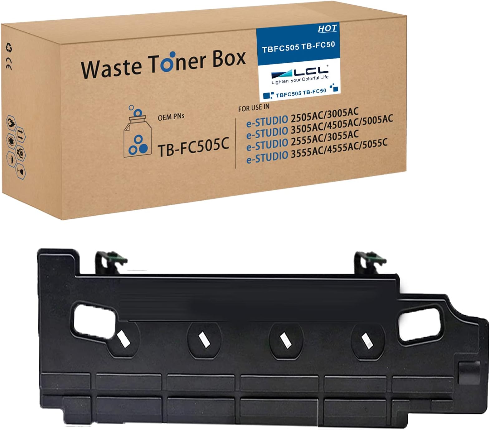 LCL Compatible Waste Toner Bottle TBFC50 TBFC505 TB-FC50 TB-FC505 Replacement for Toshiba E Studio E-Studio 2505AC 2515AC 2555C 3005AC 3015AC 3055C 3505AC 3515AC 3555C 4505AC 4515AC 4555C (1-Pack)