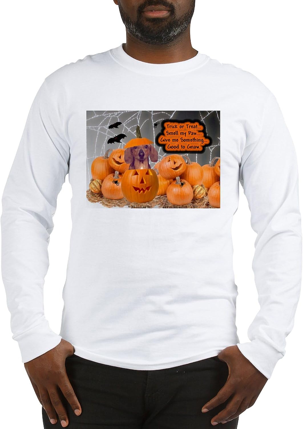 CafePress Dachshund Halloween (Red) Long Sleeve T Shirt Unisex Cotton Long Sleeve Light T-Shirt