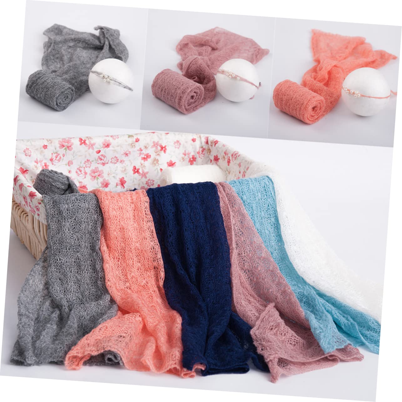ibasenice 3 Stücke Baby Fotografie Requisiten Mohair Baby Wrap Swaddle Neugeborenen Foto Zubehör Komfortable Material Grau