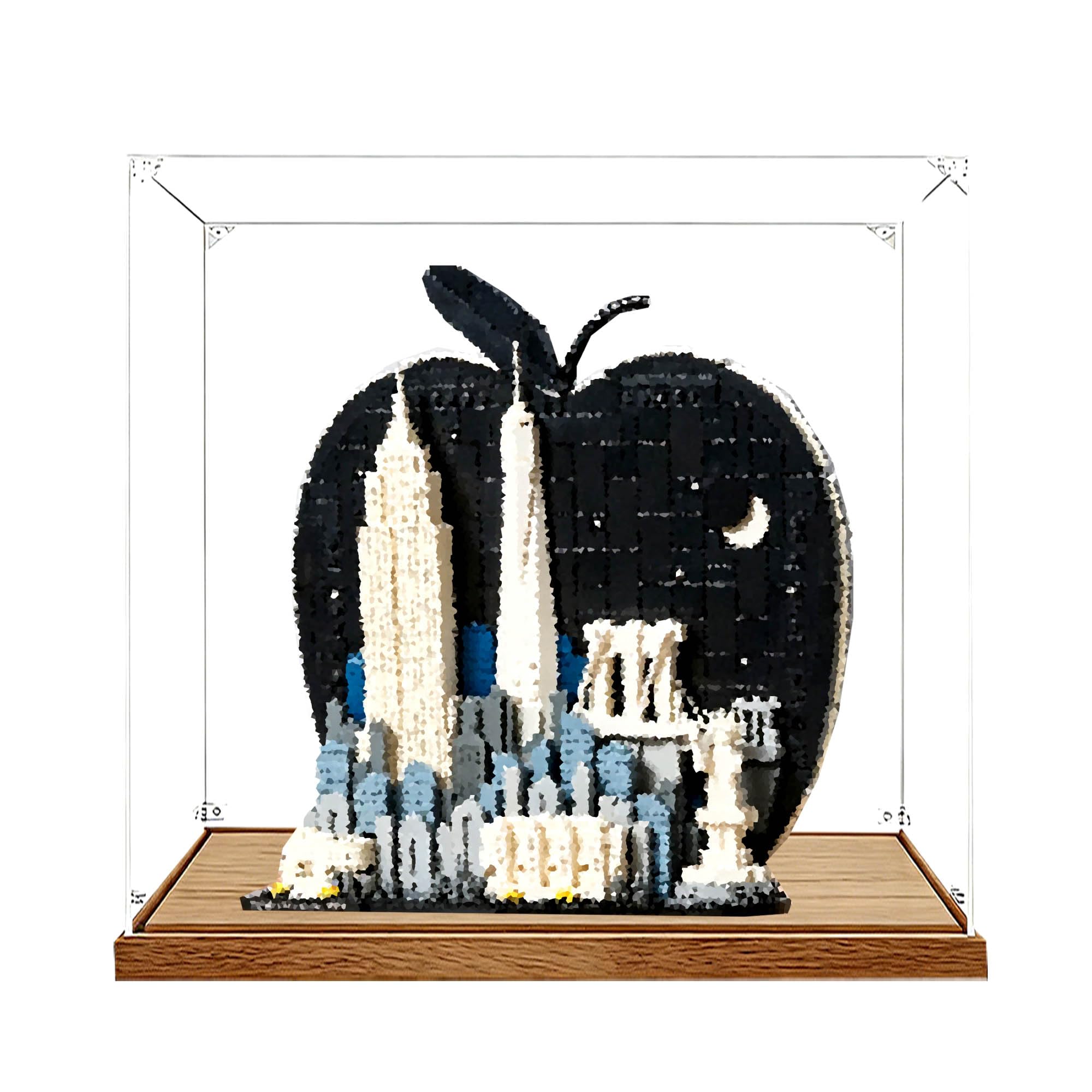 Vetrina compatibile con Le-go 21066 Big Apple Set (legno 2 mm)