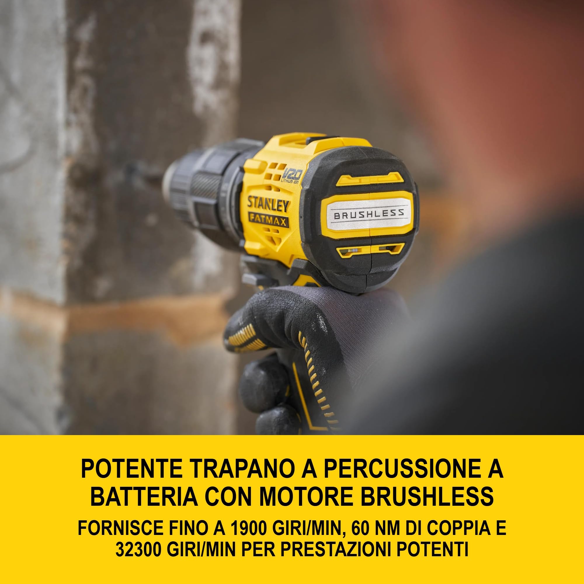 STANLEY V20 Trapano avvitatore a percussione a 2 ingranaggi senza fili, include 2 batterie agli ioni di litio da 2,0 A, caricatore da 1,25 A e valigetta ProStack, 18 V, SFMCD716D2T-QW