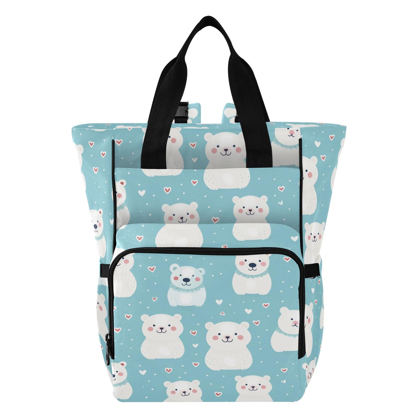 Mnsruu Love Hearts Bear Baby Diaper Bag Zaino Grande Borsa Impermeabile Viaggio Pannolino Borse per Mamme e Papà