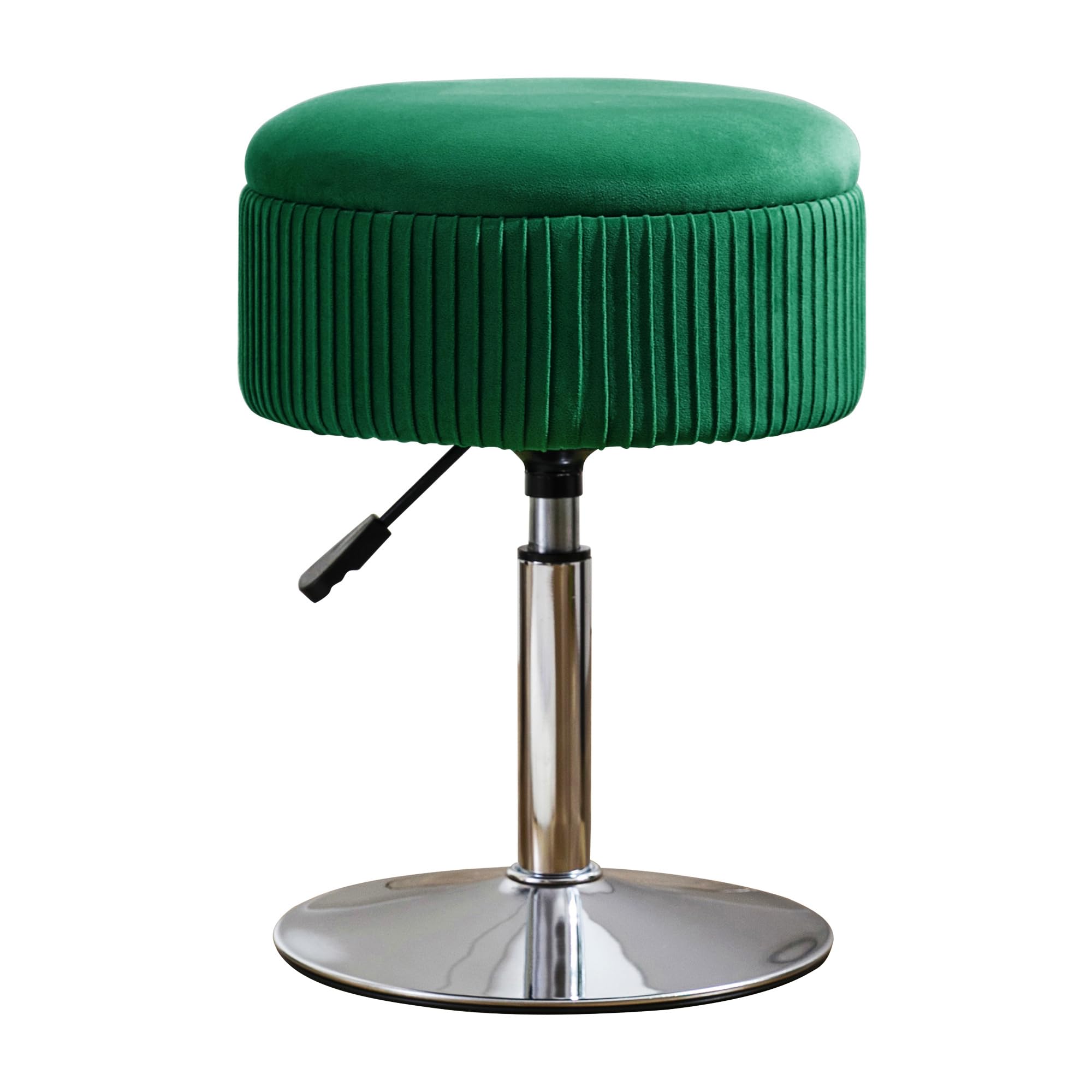 LUE BONA 360°Swivel Vanity Stool Chair for Makeup Room, Height Adjustable Stool for Vanity with Storage, Small Emerald Velvet Vanity Stool for Bathroom, Living Room