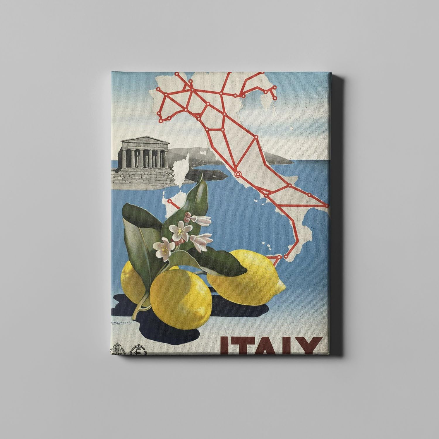 Póster de viaje de Italia impreso en lienzo de galería de tamaño mediano 5
