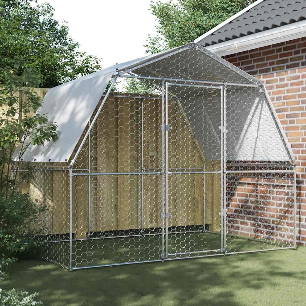 Gabbia per Cani da Esterno Metallo 285x195x230 cm 2 Ante con Tetto