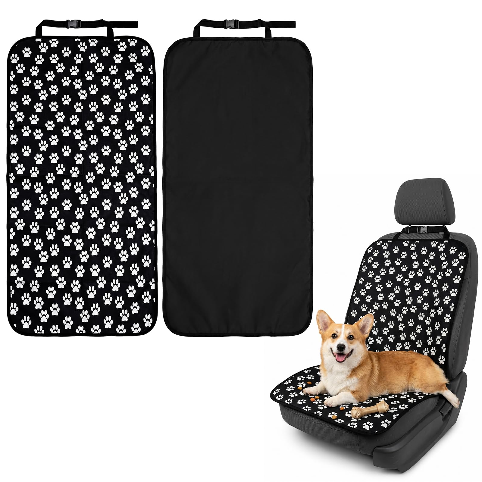 GLGHMH 2 Pcs Set Dog Car Seat Cover Waterproof Pet Upholstery Protector Heavy Duty Scratch-Resistant Oxford Fabric With Non-Slip Backing For Drivers Cars SUVs Holiday Road Trips Auto Accessories