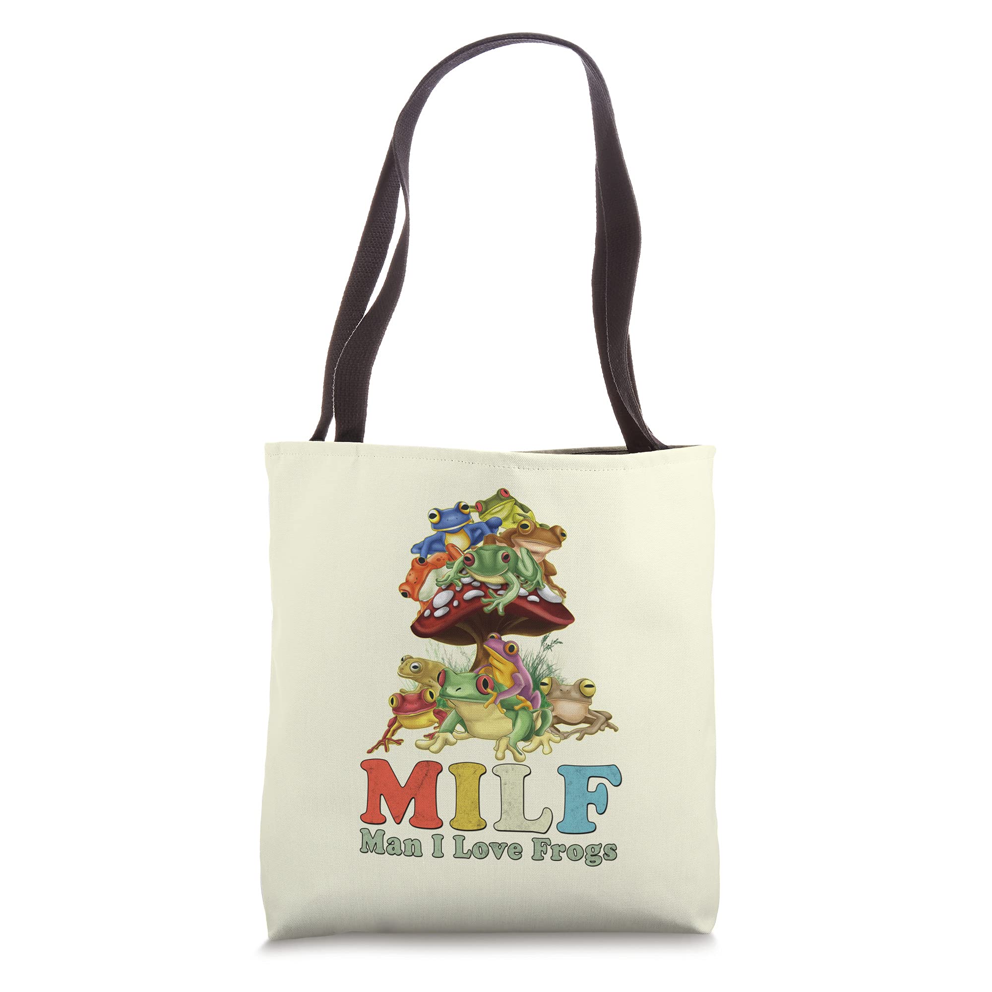 Frog Lover Cottage core Clothes Women MILF Man I Love Frogs Tote Bag 16 inches