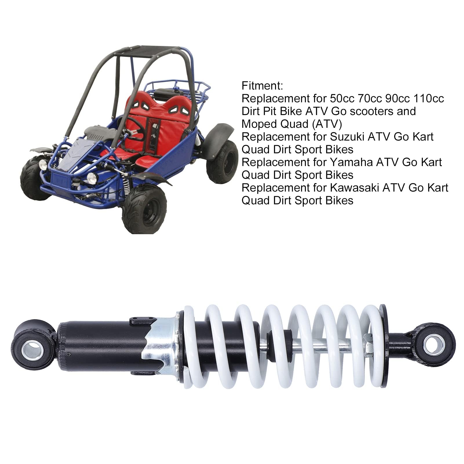 Amortiguador de Motocicleta, Amortiguador de Suspensión Universal de 250mm Resorte de Choque para 50cc 70cc 90cc 110cc Dirt Pit Bike Ciclomotor Quad (2Pcs)