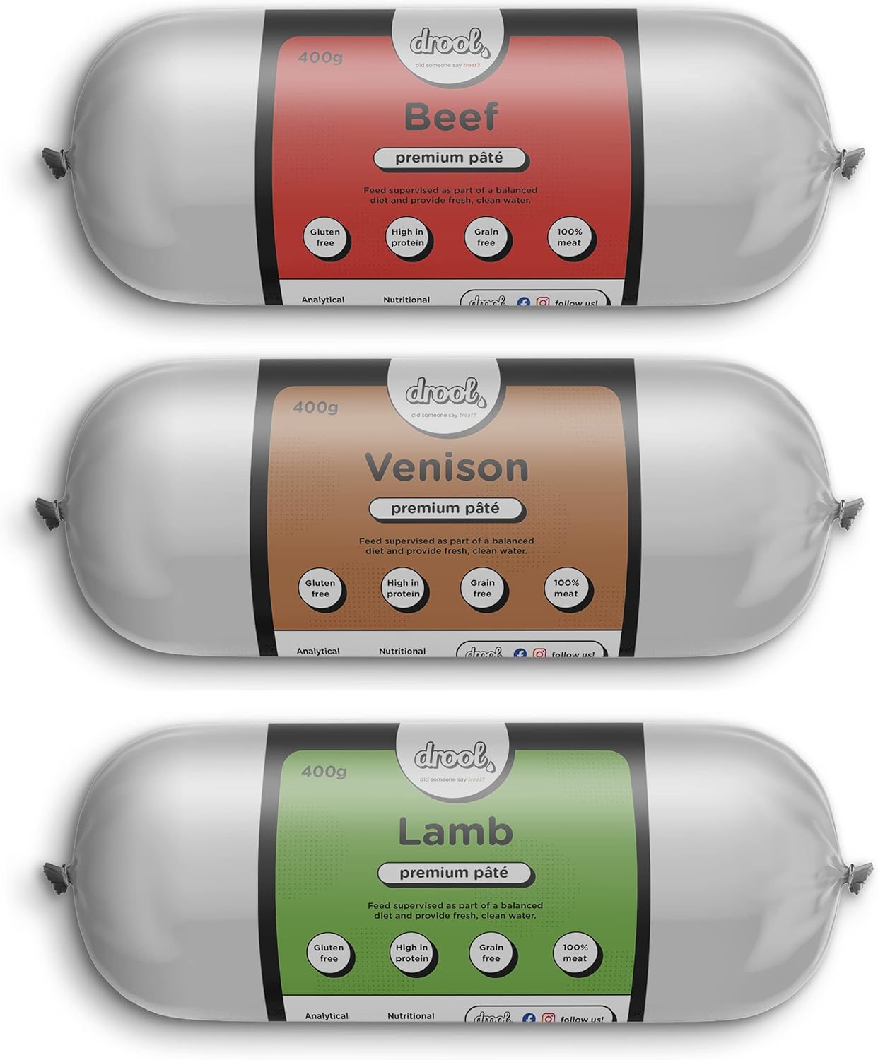 Drool Pet Products Dog Food Pate Triple Pack 3 x 400g Premium Pate