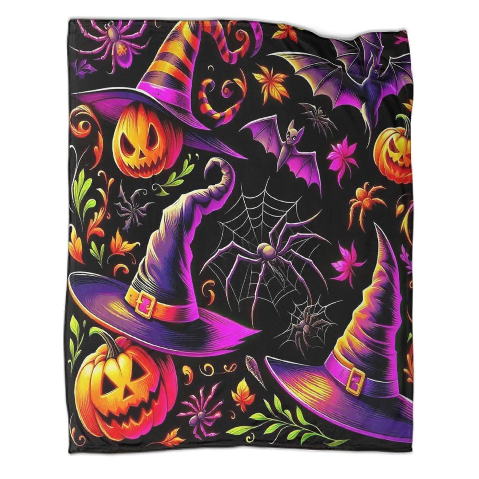 Couverture 3D Halloween flanelle citrouille anti-froid pour grand lit enfant