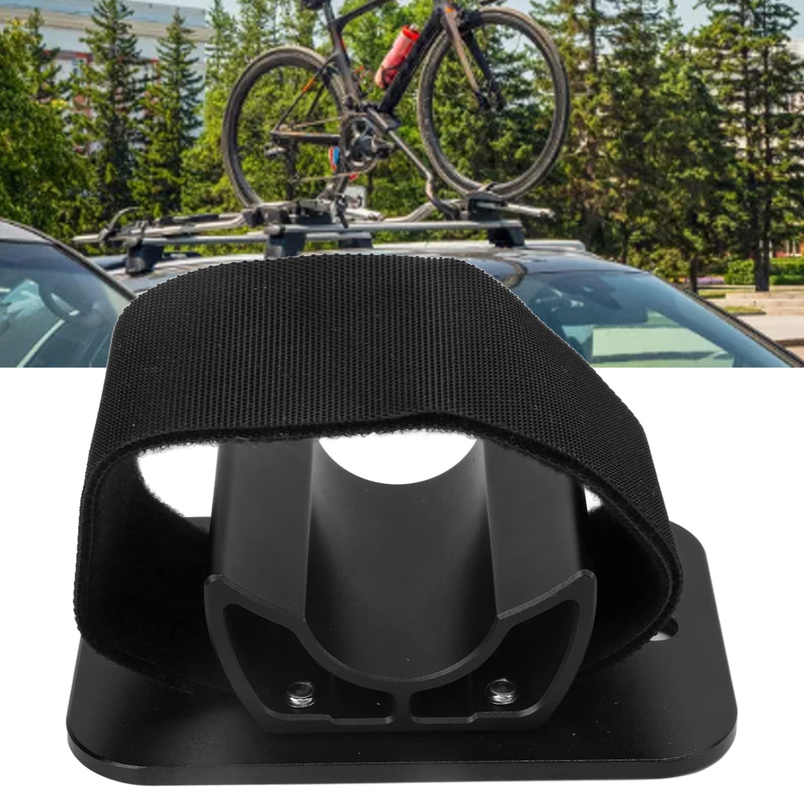 Portabici da Tetto, Staffa Ruota Posteriore in Alluminio, Resistente Usura, per Auto Coupé, SUV, Viaggi Città, Lungo Raggio(Nero)