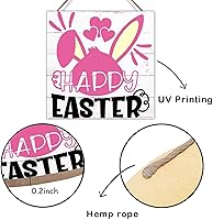 Vista 2 de Letrero decorativo de pared con texto en inglés «Happy Easter» con citas de Pascua, letrero para colgar en la pared con texto en inglés «Happy