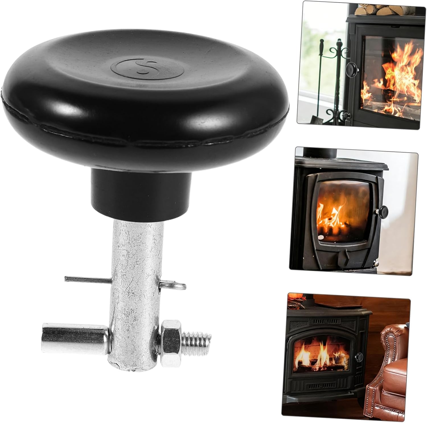 Heat Resistant Furnace Door Handle Replacement Knob for Home Heating Appliances and Boilers, Alloy and Plastic Material with Smooth Operation and Universal Compatibility for