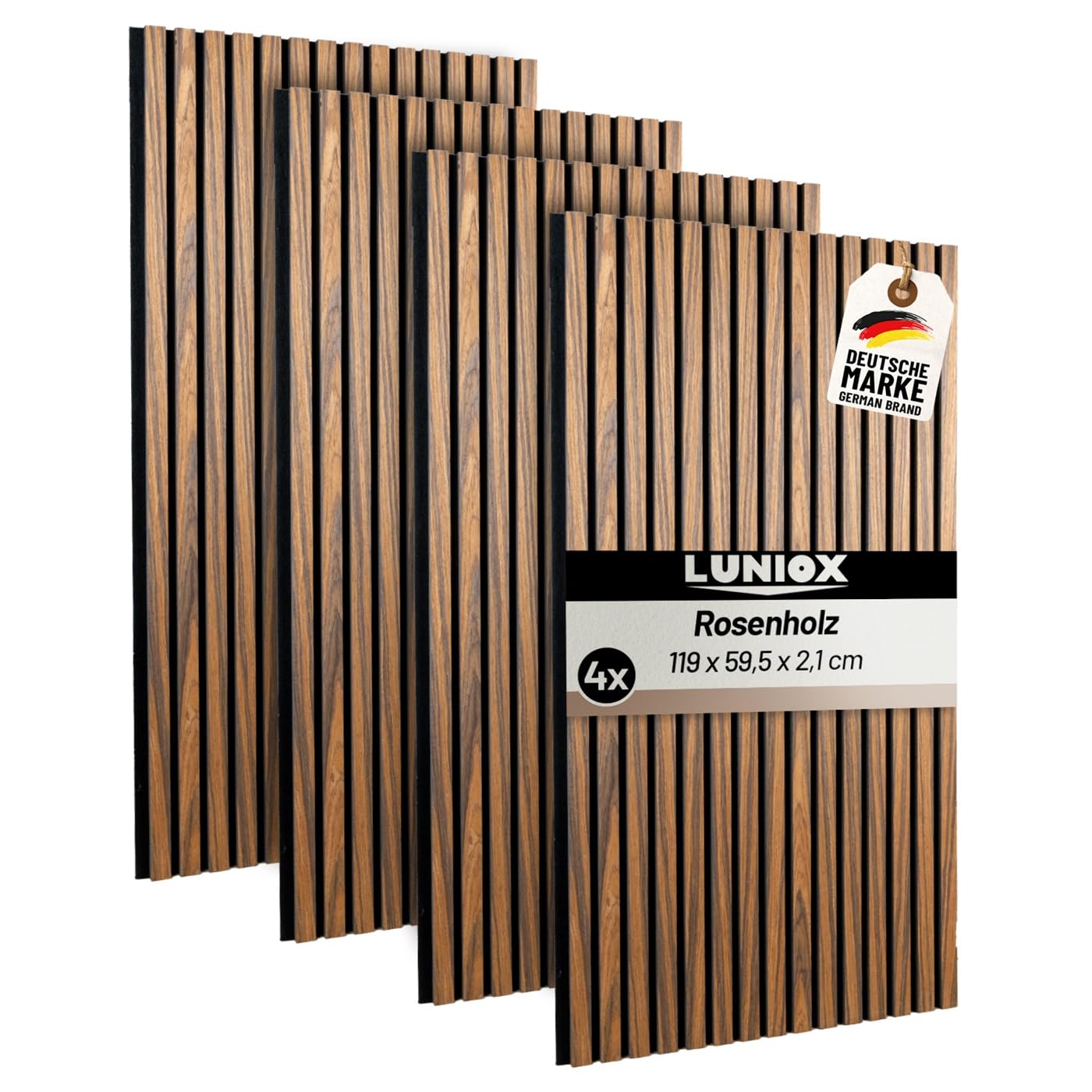 4X Akustikpaneele Rosenholz 119x59,5x2,1cm, Wandpaneele, Schallabsorber, Wandverkleidung, Schallschutz