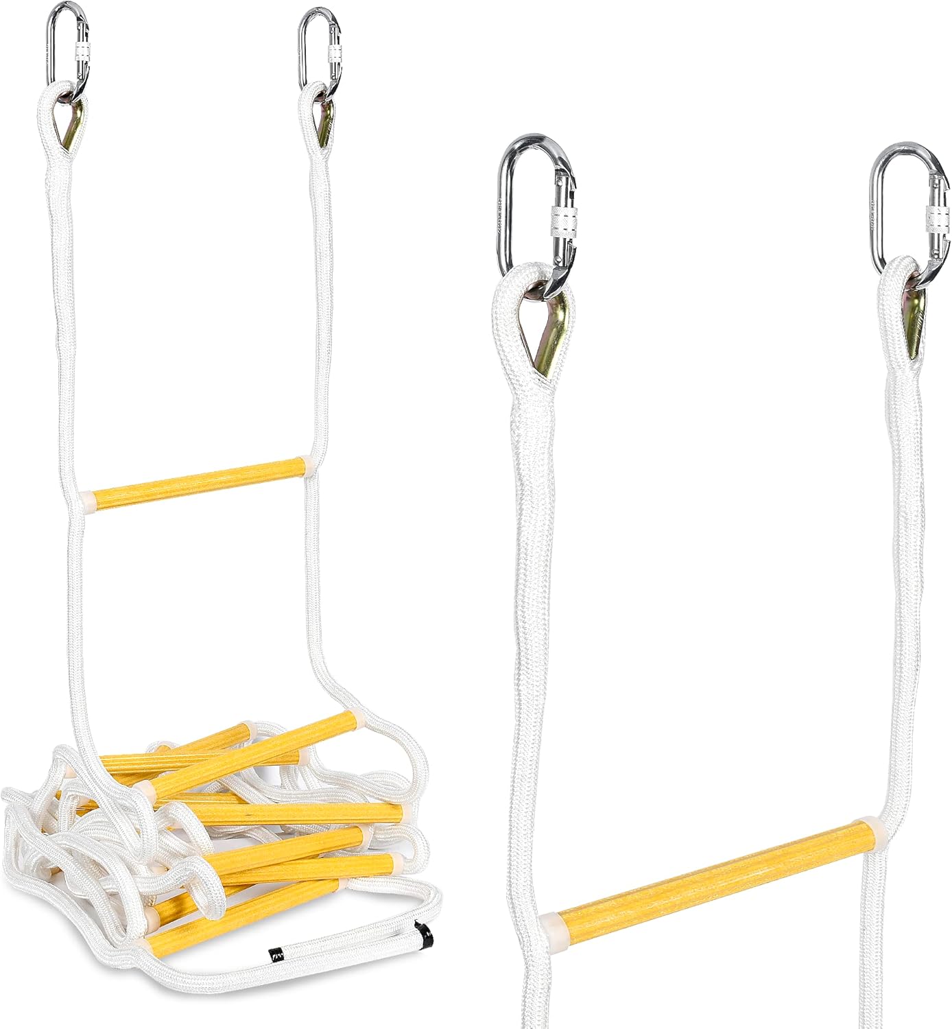Certified Emergency Fire Escape Ladder 3 Story | 25 ft Safety Ladder with Stand-Off Stabilizers | Fast to Deploy & Easy to Use | Compact & Easy to Store | Weight Capacity up to 2000 Pounds (25ft)