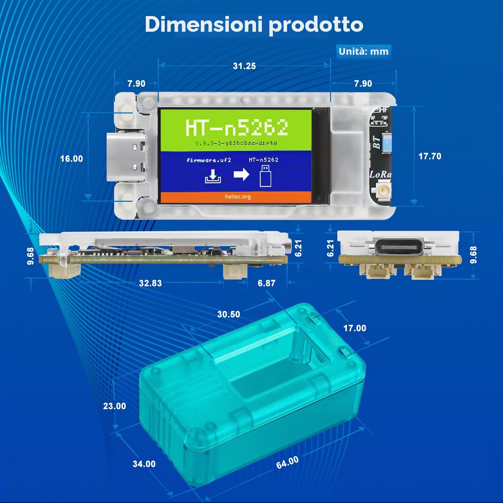Mesh Node T114 con custodia protettiva e modulo GPS, nRF52840 MCU SX1262 LoRa Chip, supporta 868MHz LoRa, Bluetooth 5.0, display TFT LCD da 1,14 pollici, compatibile con Meshtastic Arduino