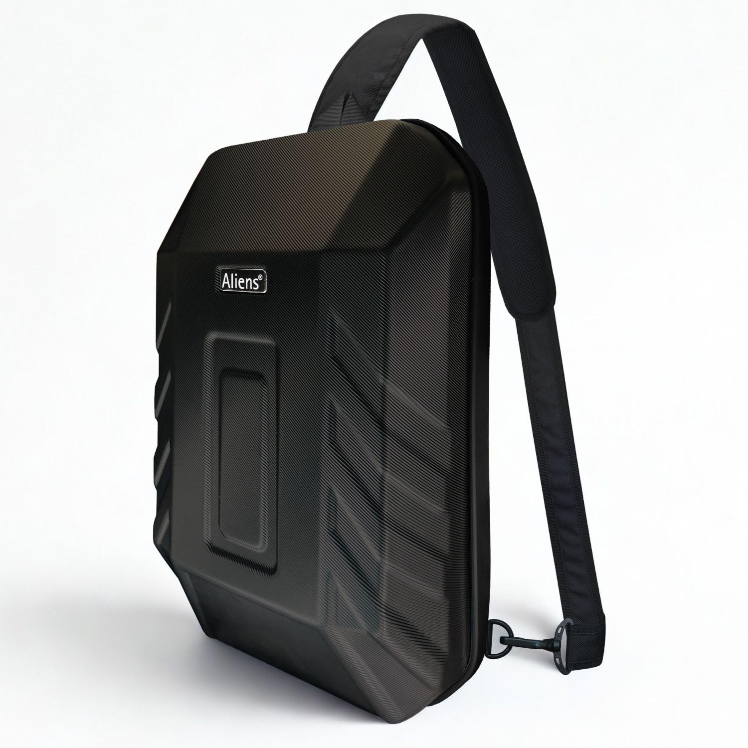 Tukzer ABS Hard Shell Sling Bag Aliens Series 180°Open Crossbody Side Shoulder Bag for Mens, Women, Office,Travel,Everyday Mini Backpack for iPad,Tablet,Smartphone,Charger,Headphone,HDD,Camera(02-BLK)-picture-10