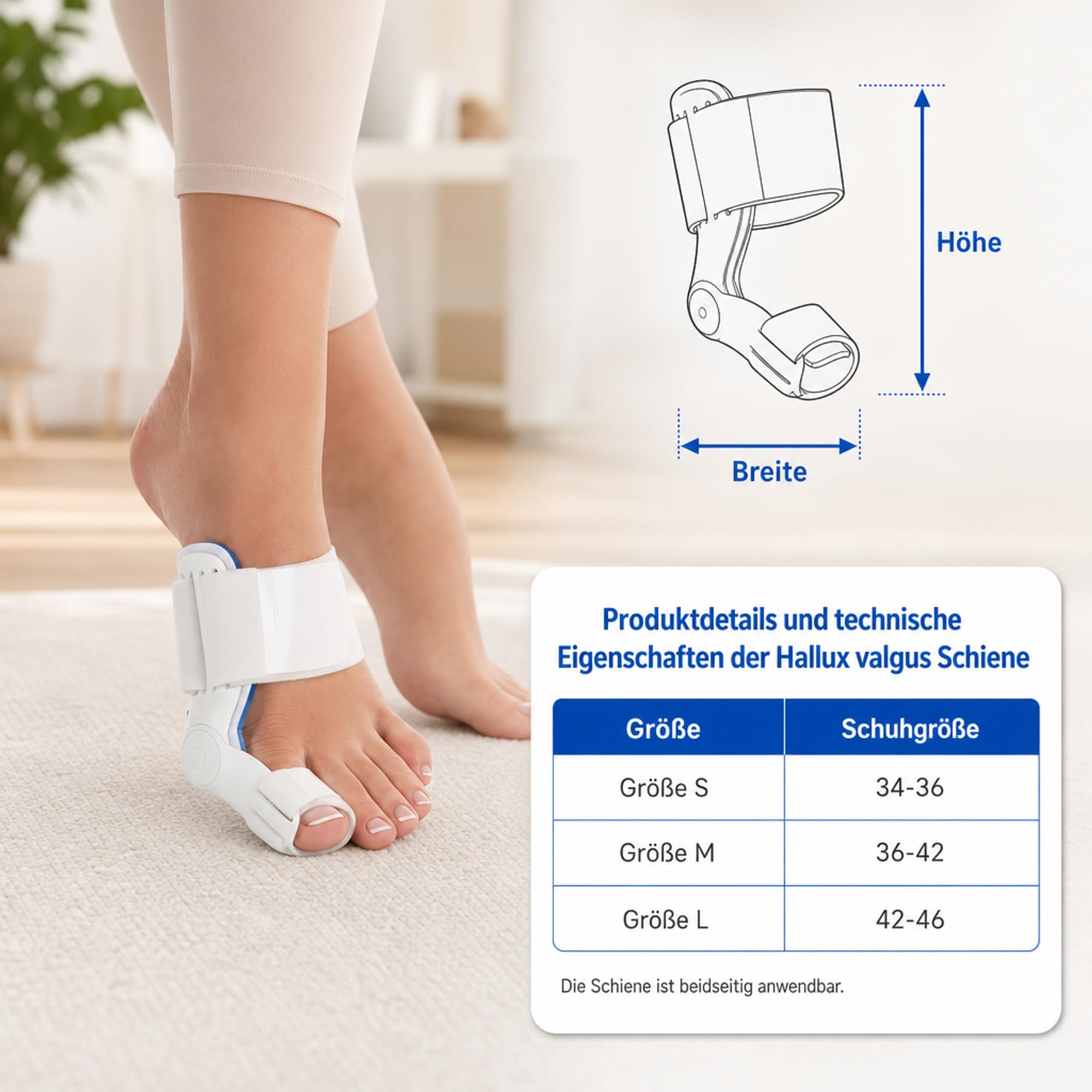 ATC Handels GmbH Hallufix Hallux Valgus Férula Classic – Corrección ortopédica del dedo gordo del dedo del pie – Soporte flexible para la articulación del dedo del pie (36-42 (M))