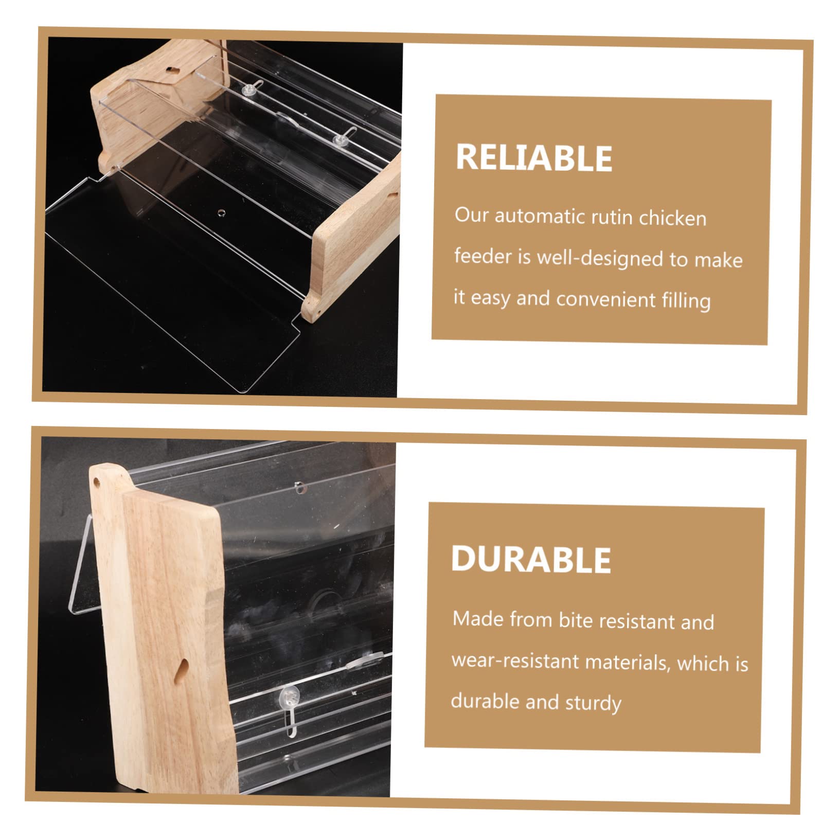 Toddmomy Mangeoire Automatique en Acrylique pour Poulets à Rutine et Perroquets, Distribution Pratique, Robuste, pour Cage, Beige