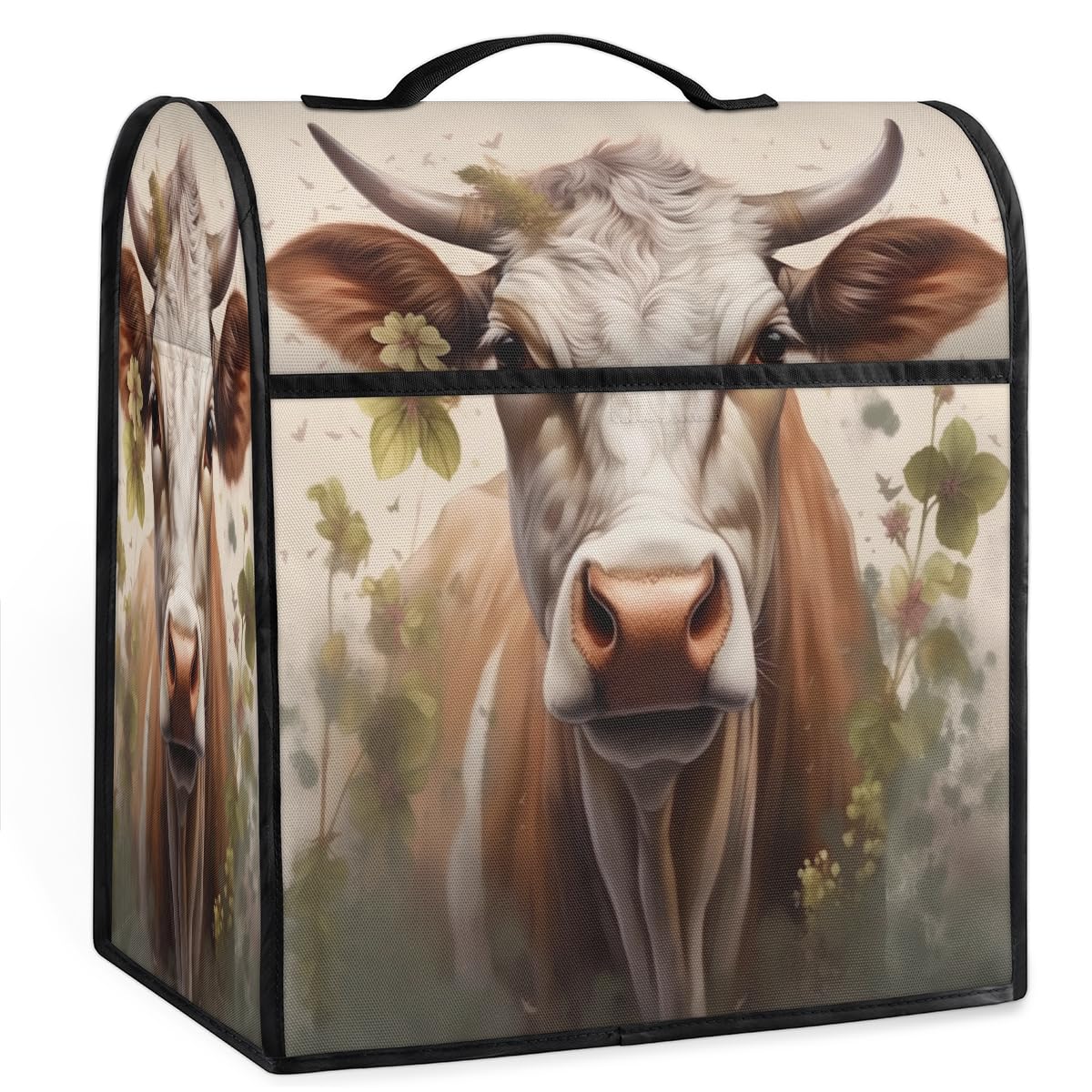Coffee Maker Cover Dairy Cow Pattern Kitchen Appliance Covers Small Appliance Covers Blender Cover Juicer Cover Dust Covers for Kitchen Appliances with Top Handle and Pockets,Washable,C874
