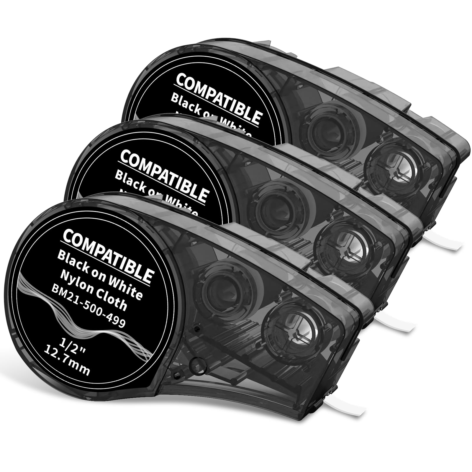 Compatible M21-500-499 Nylon Cloth Label Tape 1/2 Inch, Work with BMP21 Plus, BMP21 LAB, M210, M211 Label Maker for Wire/Cable Marking, ID/Lab