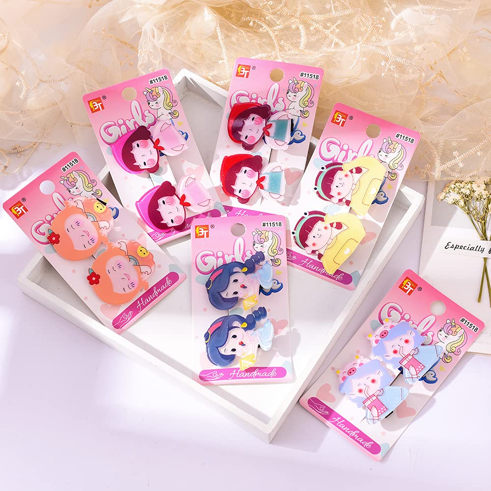 24 Pcs Hair Clips Handmade Cute Colorful Assorted Character Designed Hairpins Accessories Sets for Kids Girls Babies Teens Women All Ages (Cute-Girl)